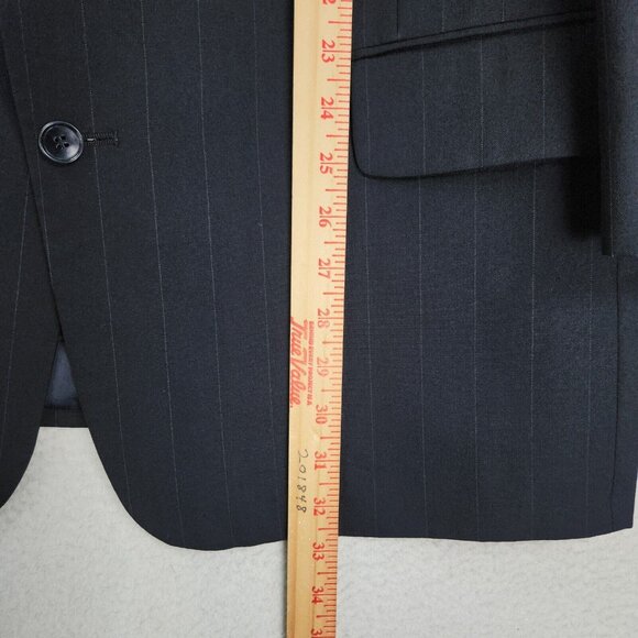 Albert Nipon Jacket Mens 46R Navy Blue Pinstripe Parisian Wool Blazer Suit Coat - Picture 7 of 16